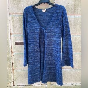 Women's PSST Tie Front Wide Sleeved Long Carigan Sweater